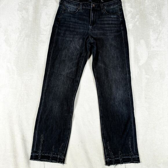 Liverpool Los Angeles Jeans Womens 8/29 Faded Black Denim The‎ Straight Raw Hem - Picture 1 of 12